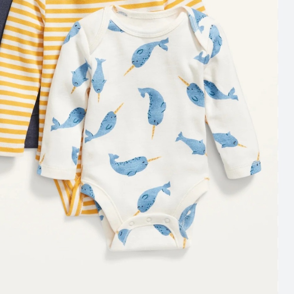 Unisex Long Printed Bodysuit for Baby